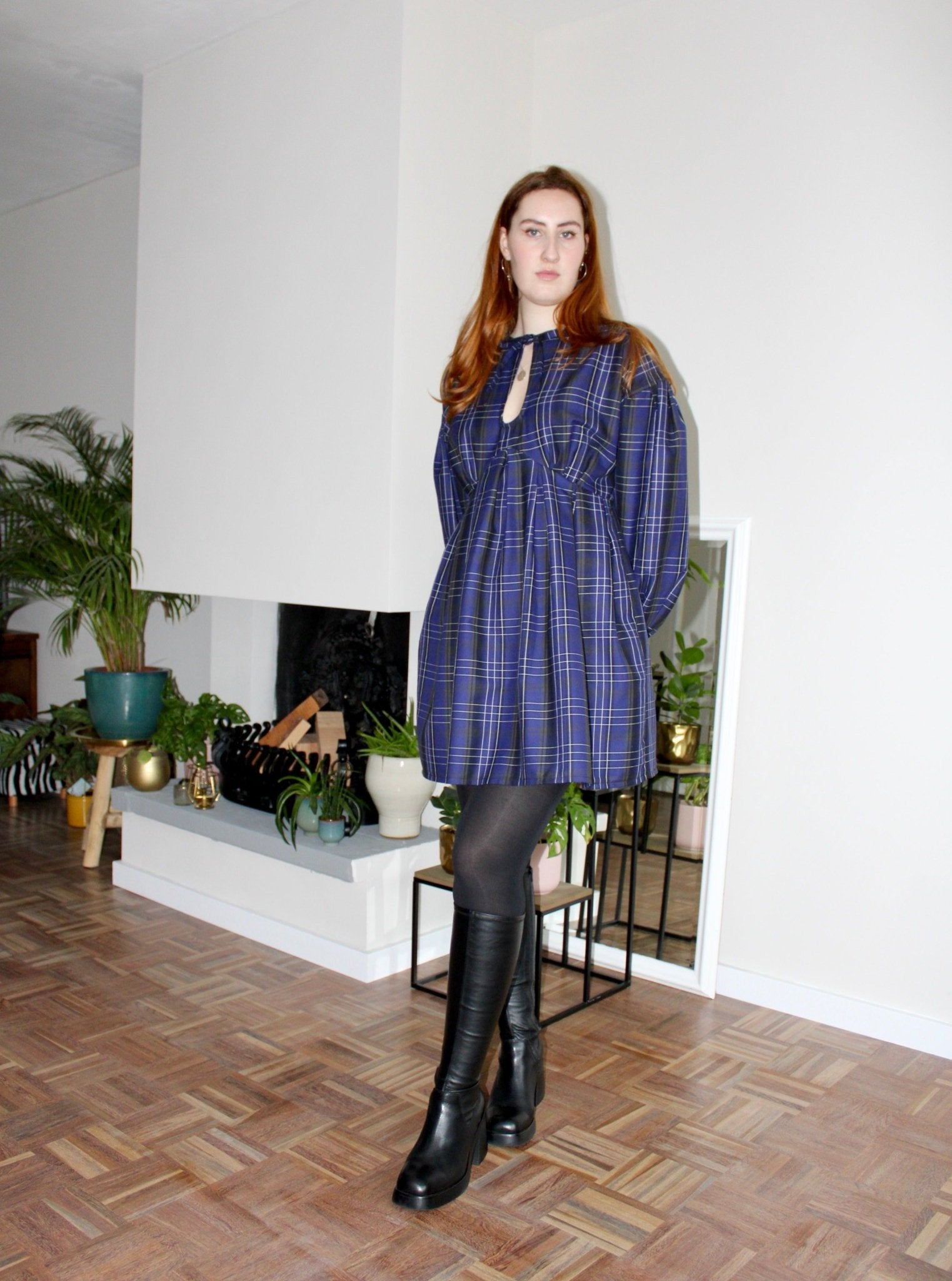 Rory mini dress purple plaid cotton - Luci's Lemons