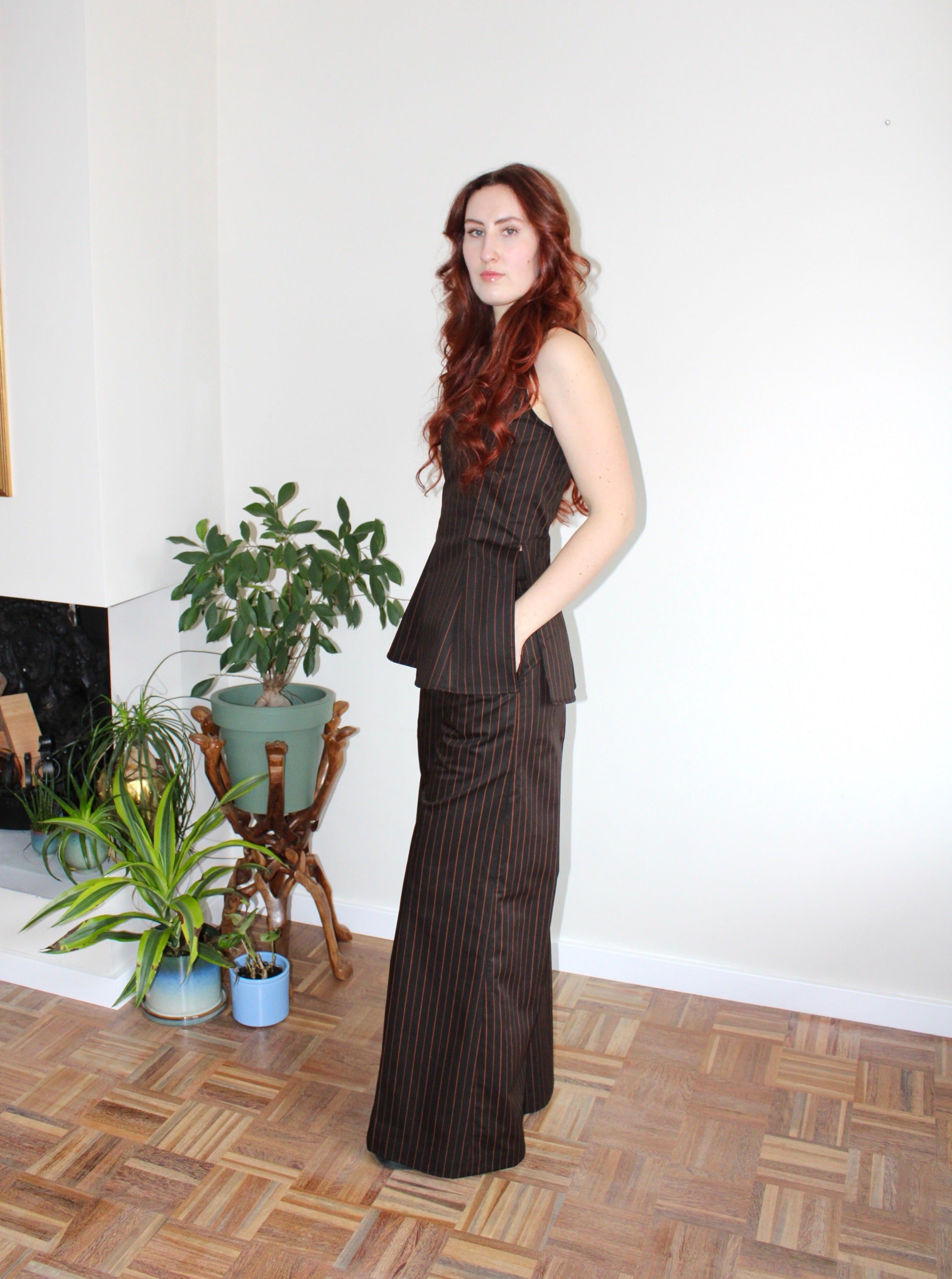 Sample - Amelia set dark brown orange stripe