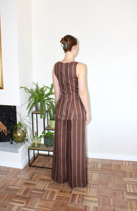 Amelia top brown stripe linen