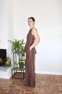 Amelia top brown stripe linen