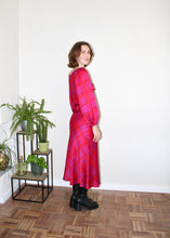 Load image into Gallery viewer, Lara dress longsleeve silk pink plaid
