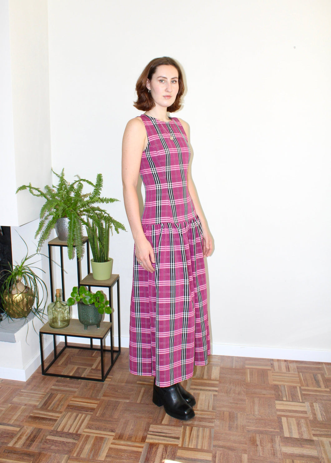 Diana dress sleeveless Pink plaid