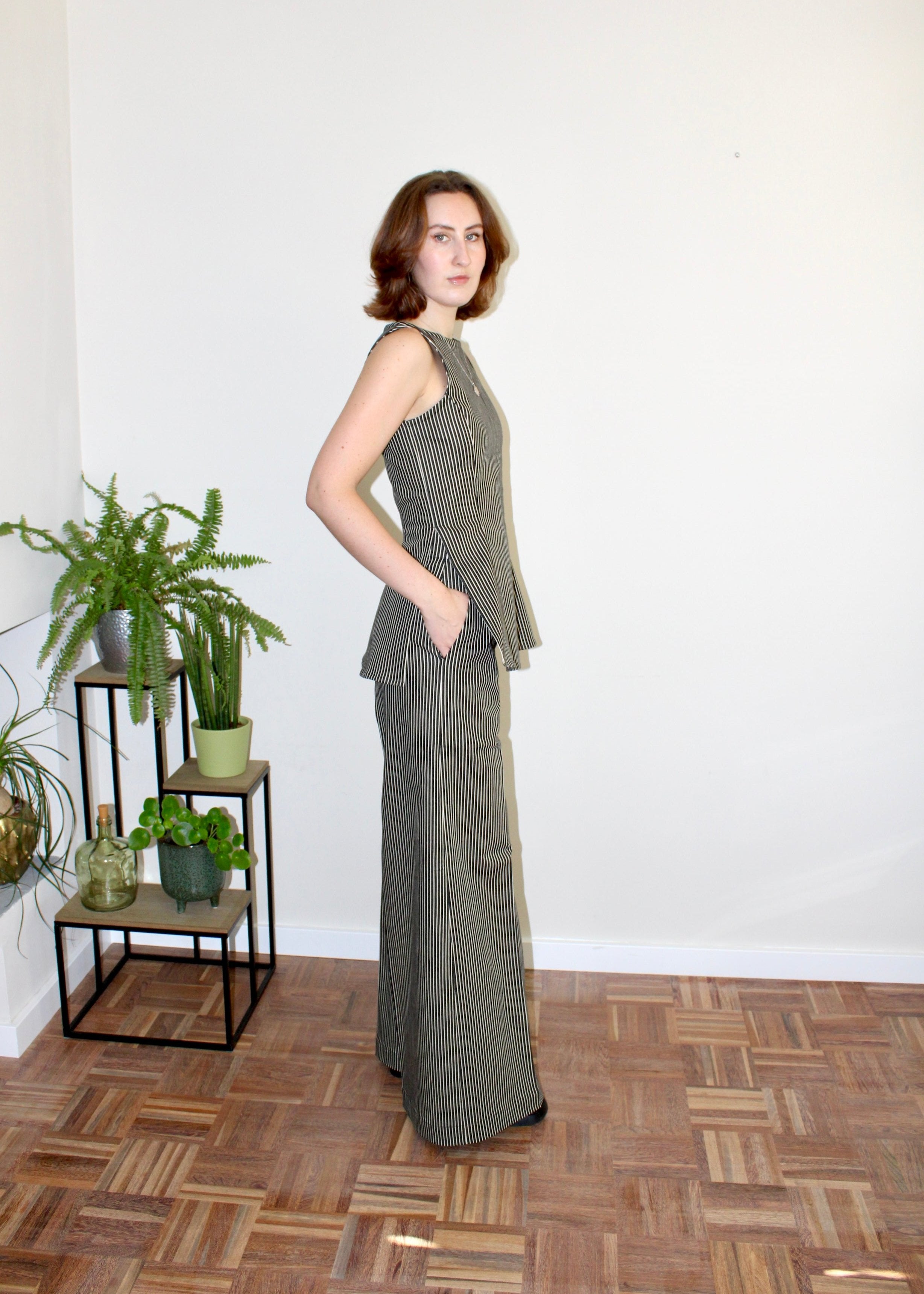 Sample - Amelia set black denim stripe