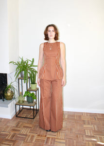 Amelia top light brown stripe