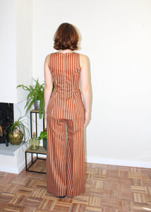 Amelia top light brown stripe