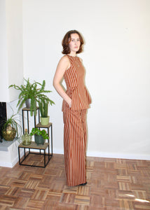 Amelia top light brown stripe