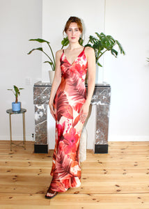 Celine spaghetti straps dress orange floral