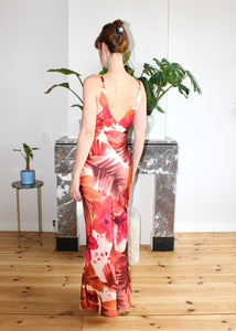 Celine spaghetti straps dress orange floral