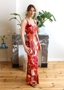 Celine spaghetti straps dress orange floral