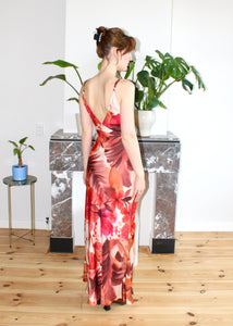 Celine spaghetti straps dress orange floral