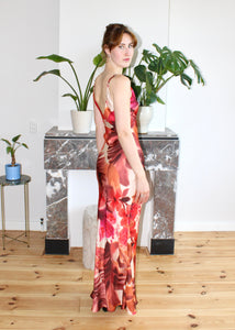 Celine spaghetti straps dress orange floral