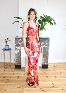 Celine spaghetti straps dress orange floral