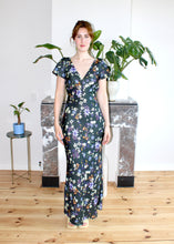 Load image into Gallery viewer, Celine short sleeve maxi dress black floral

