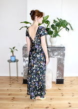 Load image into Gallery viewer, Celine short sleeve maxi dress black floral
