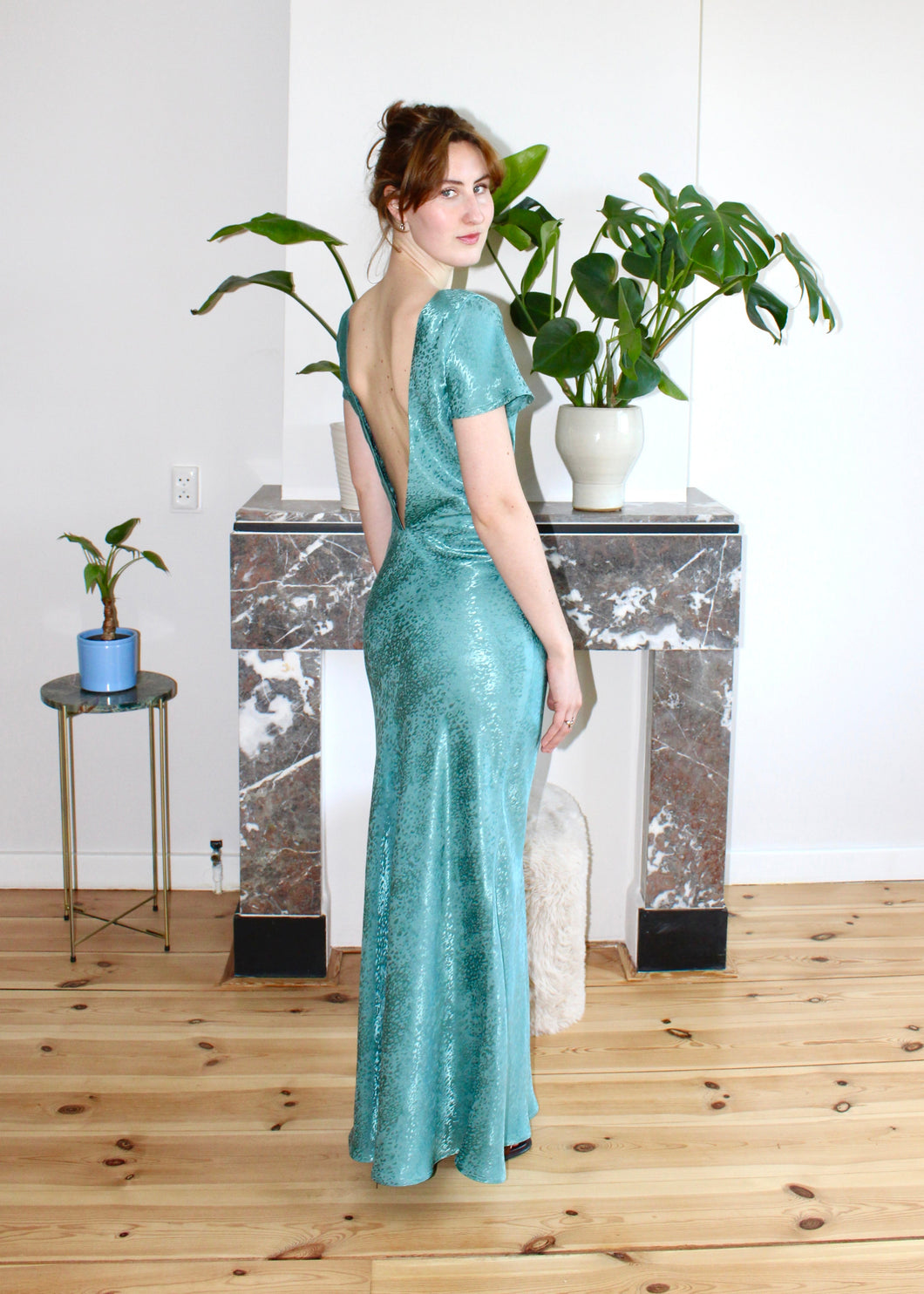 Indigo maxi dress aqua shell