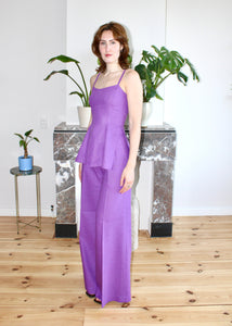Amelia low neckline top purple linen