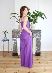 Amelia low neckline top purple linen