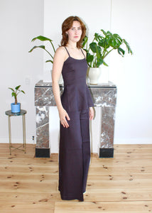 Amelia low neckline top espresso brown linen