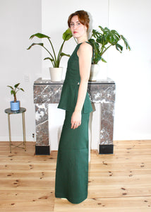 Amelia top forest green linen