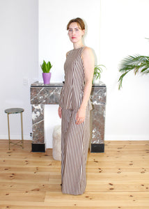 Amelia top brown stripe