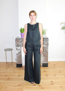 Stacy top navy blue linen