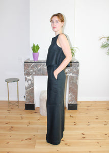Stacy top navy blue linen