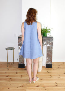Stacy mini dress dusty blue linen