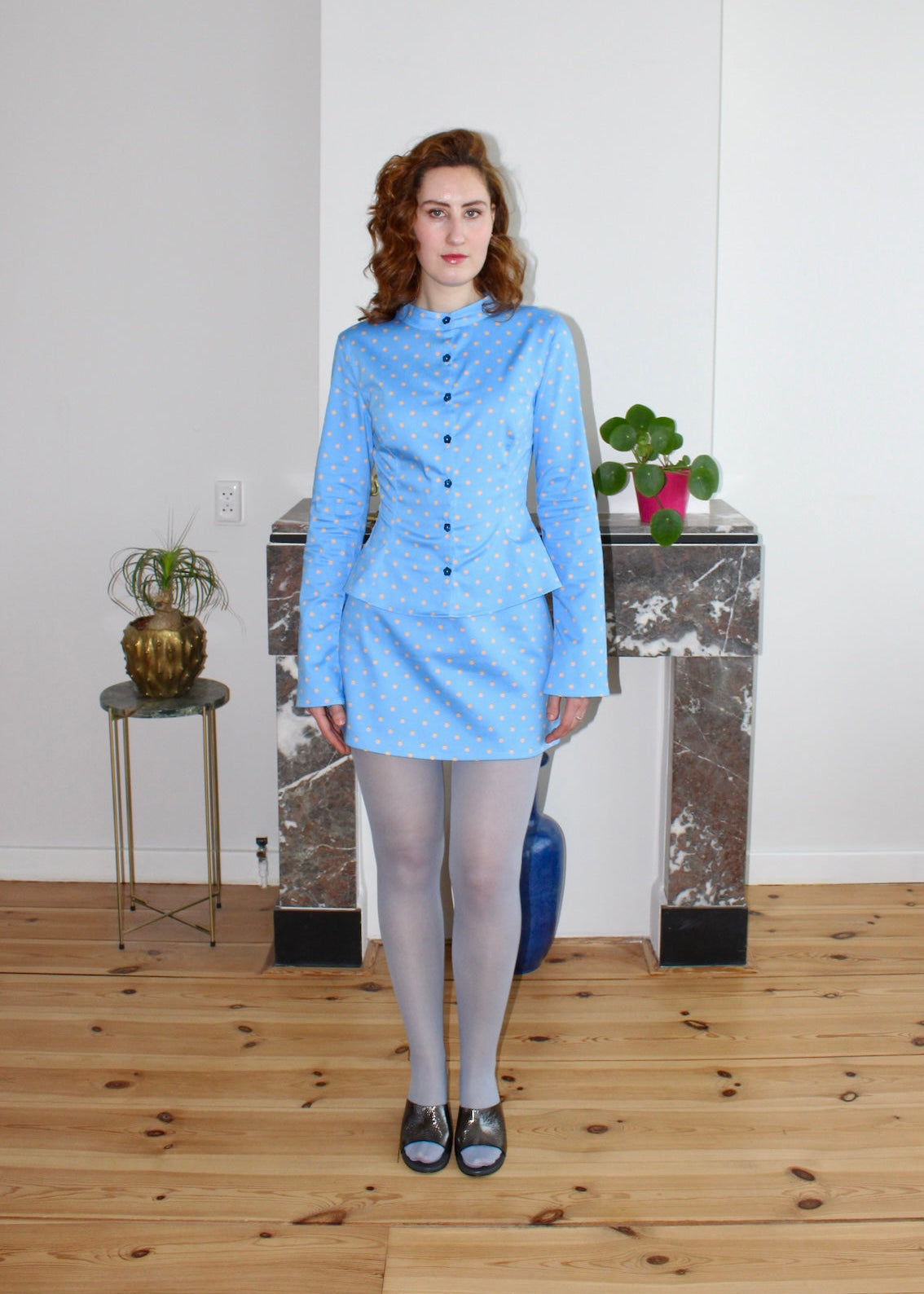 Sabina blouse blue polka dot