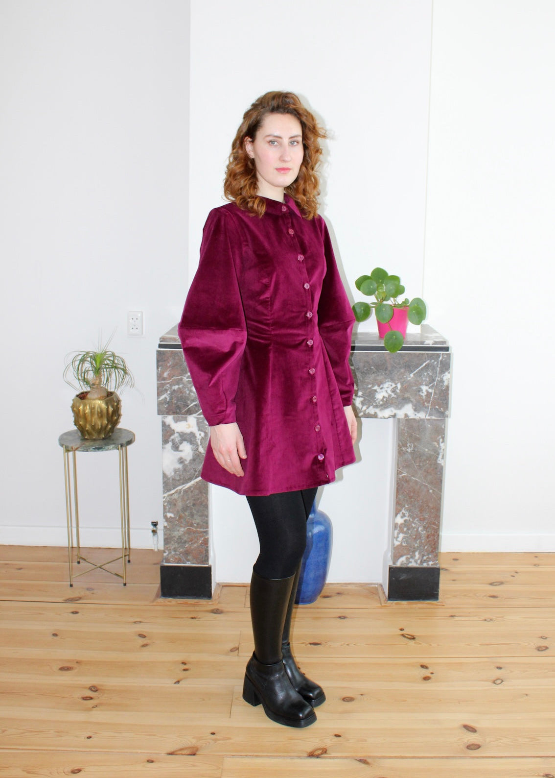Gloria mini dress plum corduroy