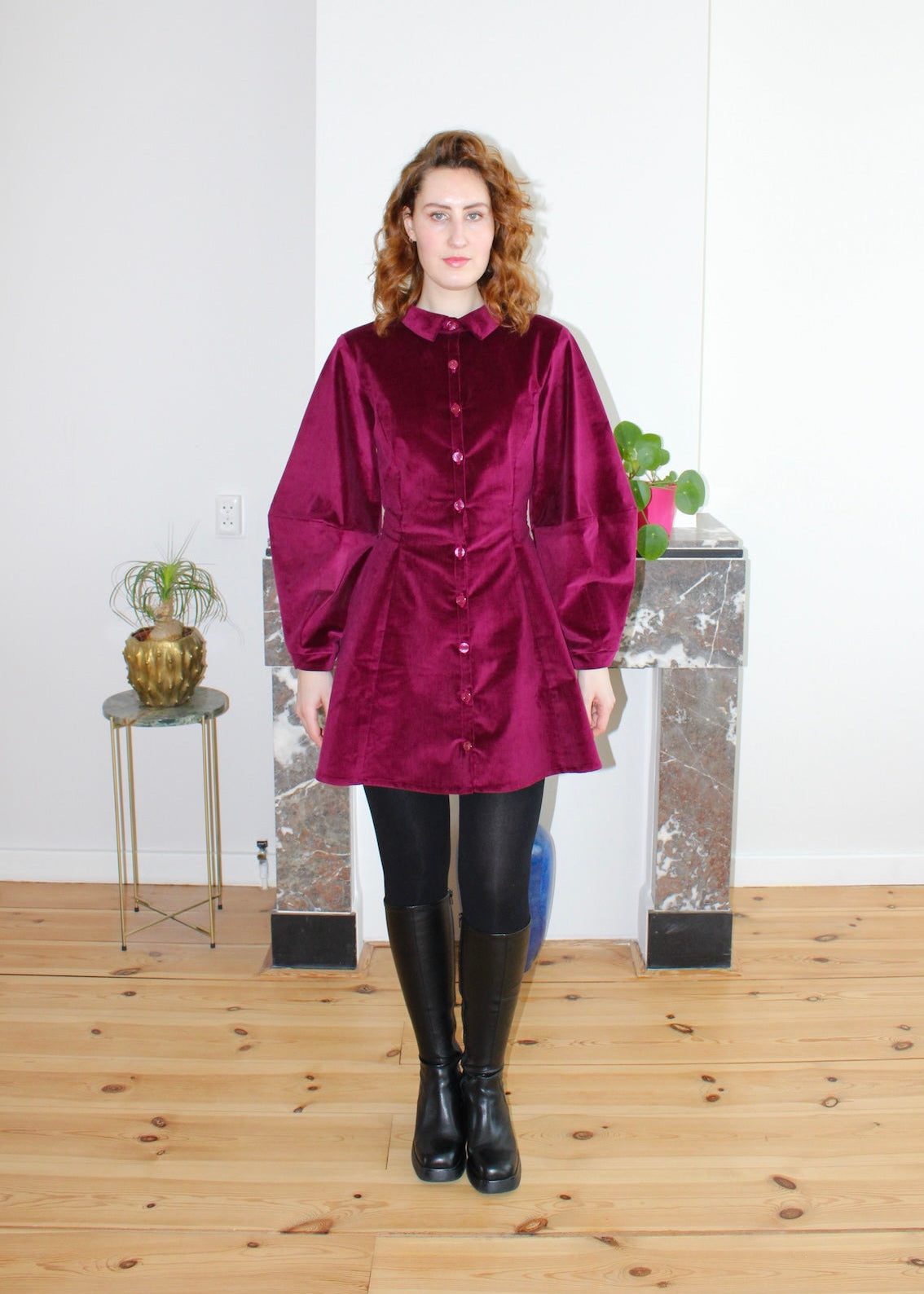 Gloria mini dress plum corduroy