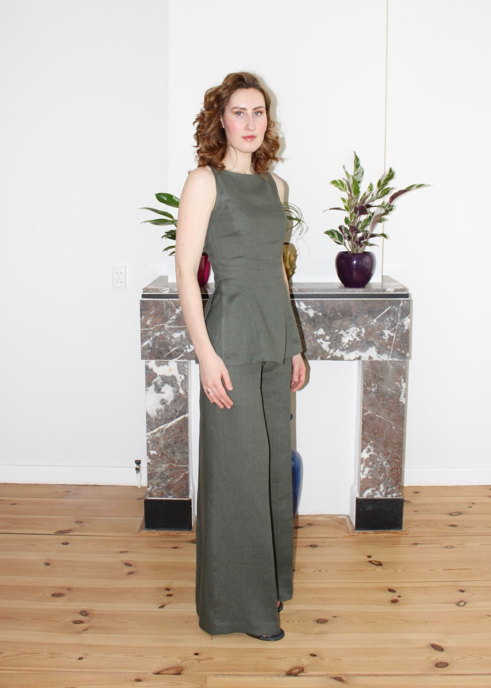 Amelia top agave green linen