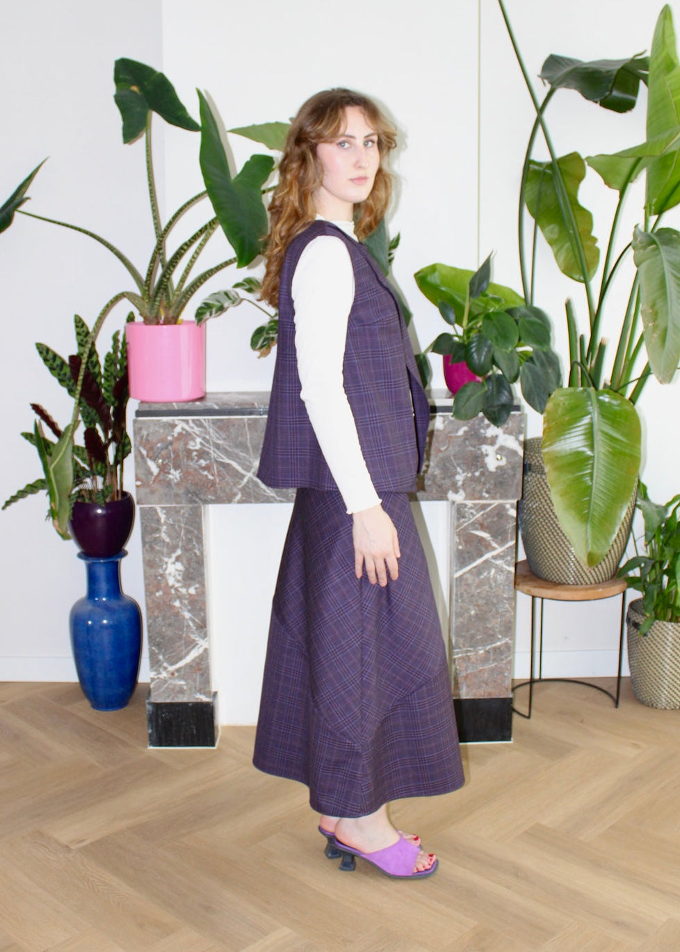 Cora spencer wool purple plaid