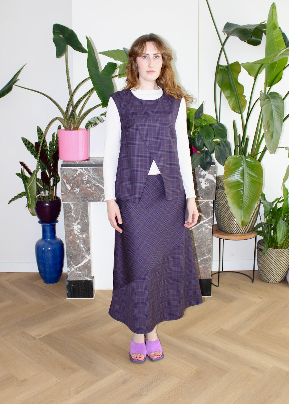 Cora spencer wool purple plaid