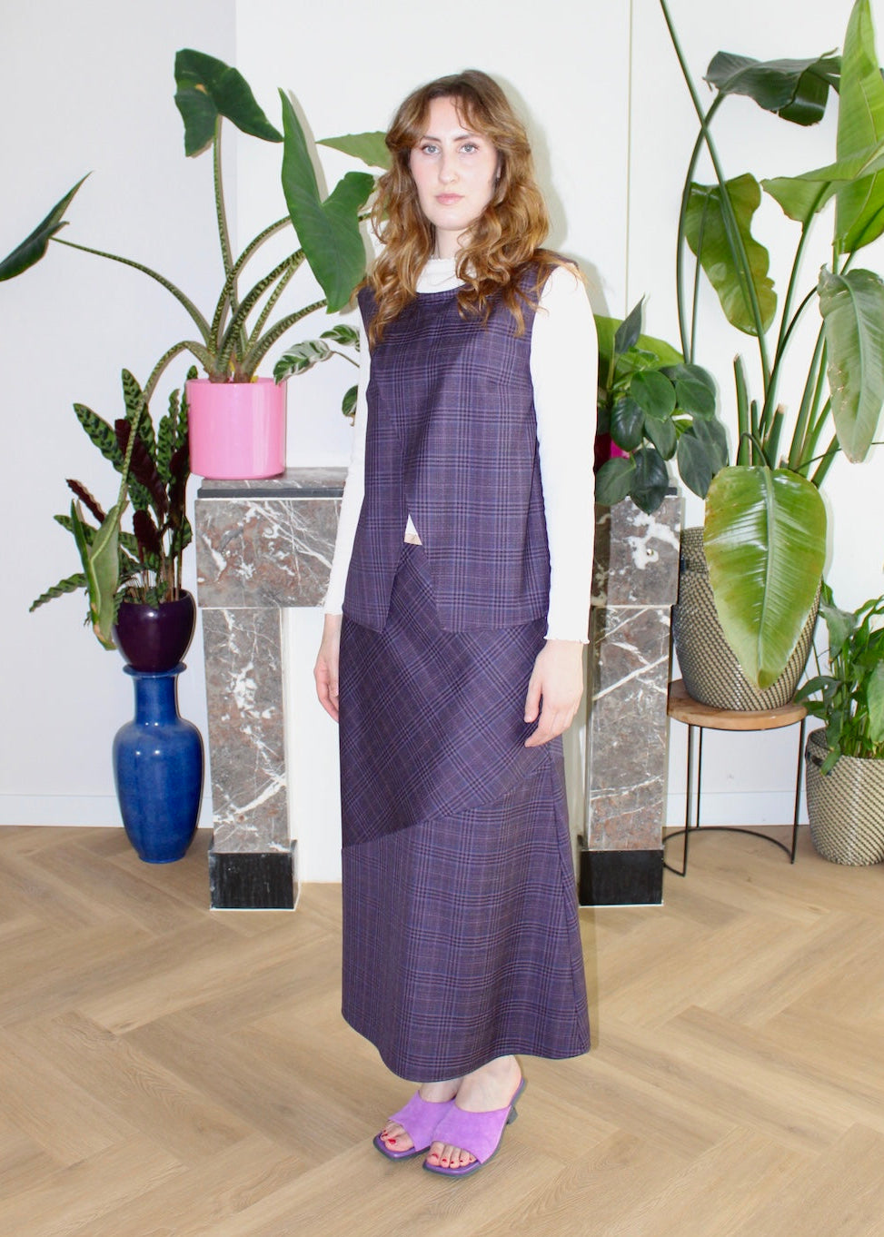 Cora spencer wool purple plaid