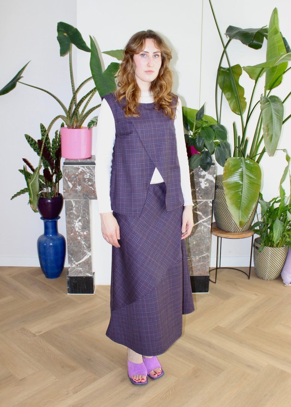 Cora spencer wool purple plaid