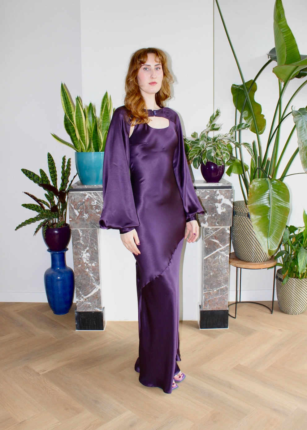 Mary shrug Aubergine purple silk