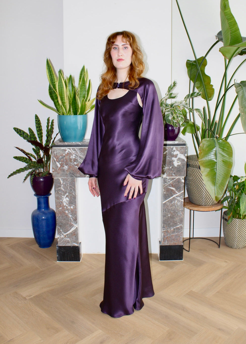 Mary shrug Aubergine purple silk