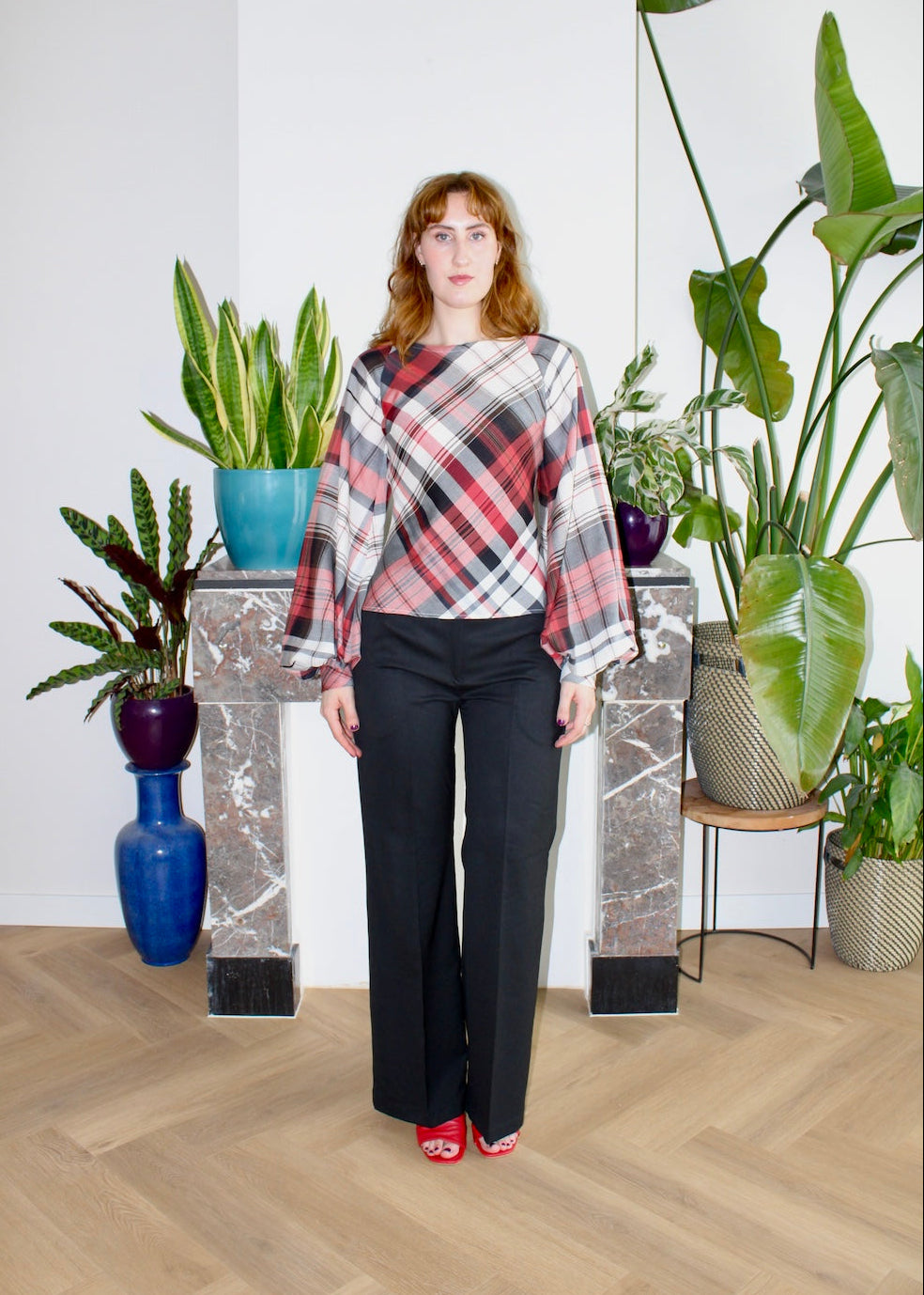 Jessie blouse red plaid