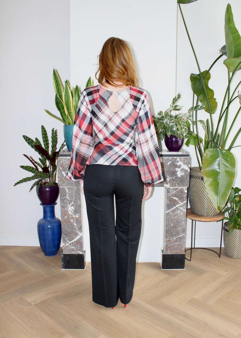 Jessie blouse red plaid