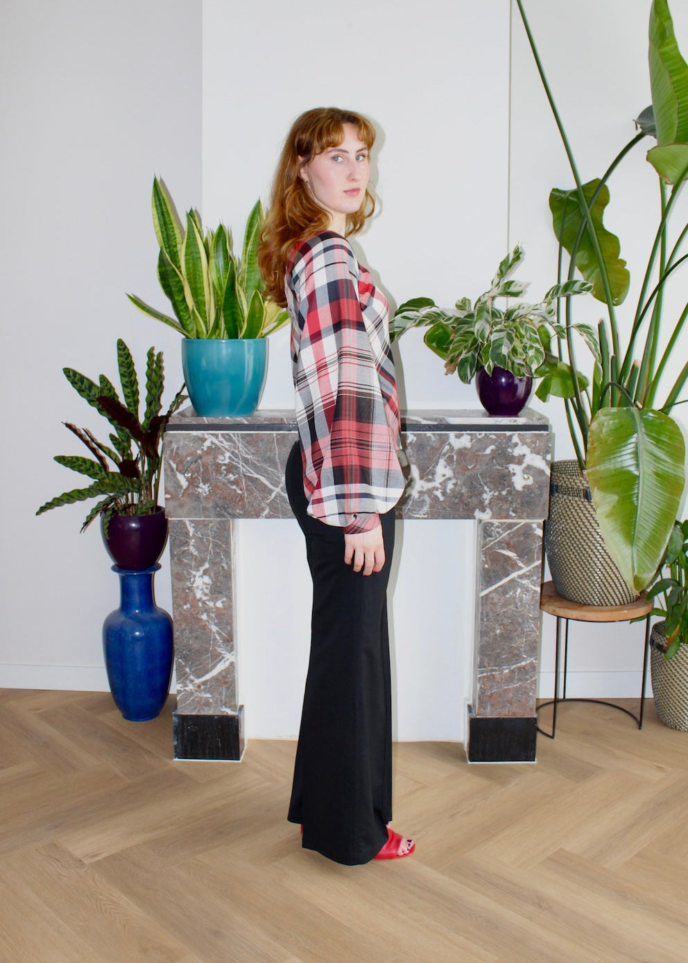 Jessie blouse red plaid