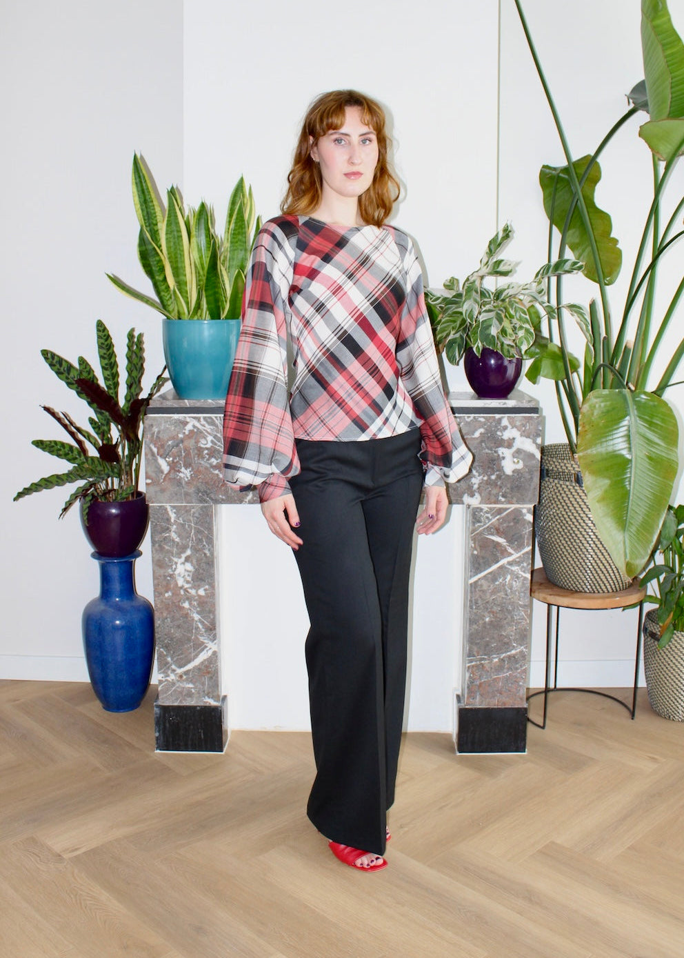 Jessie blouse red plaid
