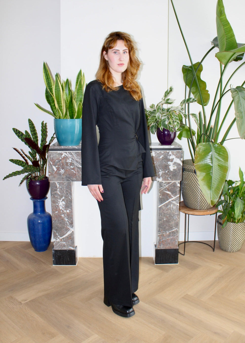 Amelia straight leg trousers black wool