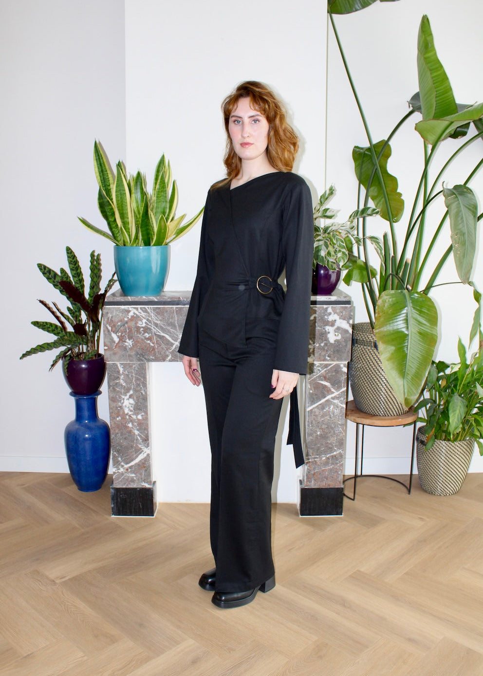 Amelia straight leg trousers black wool