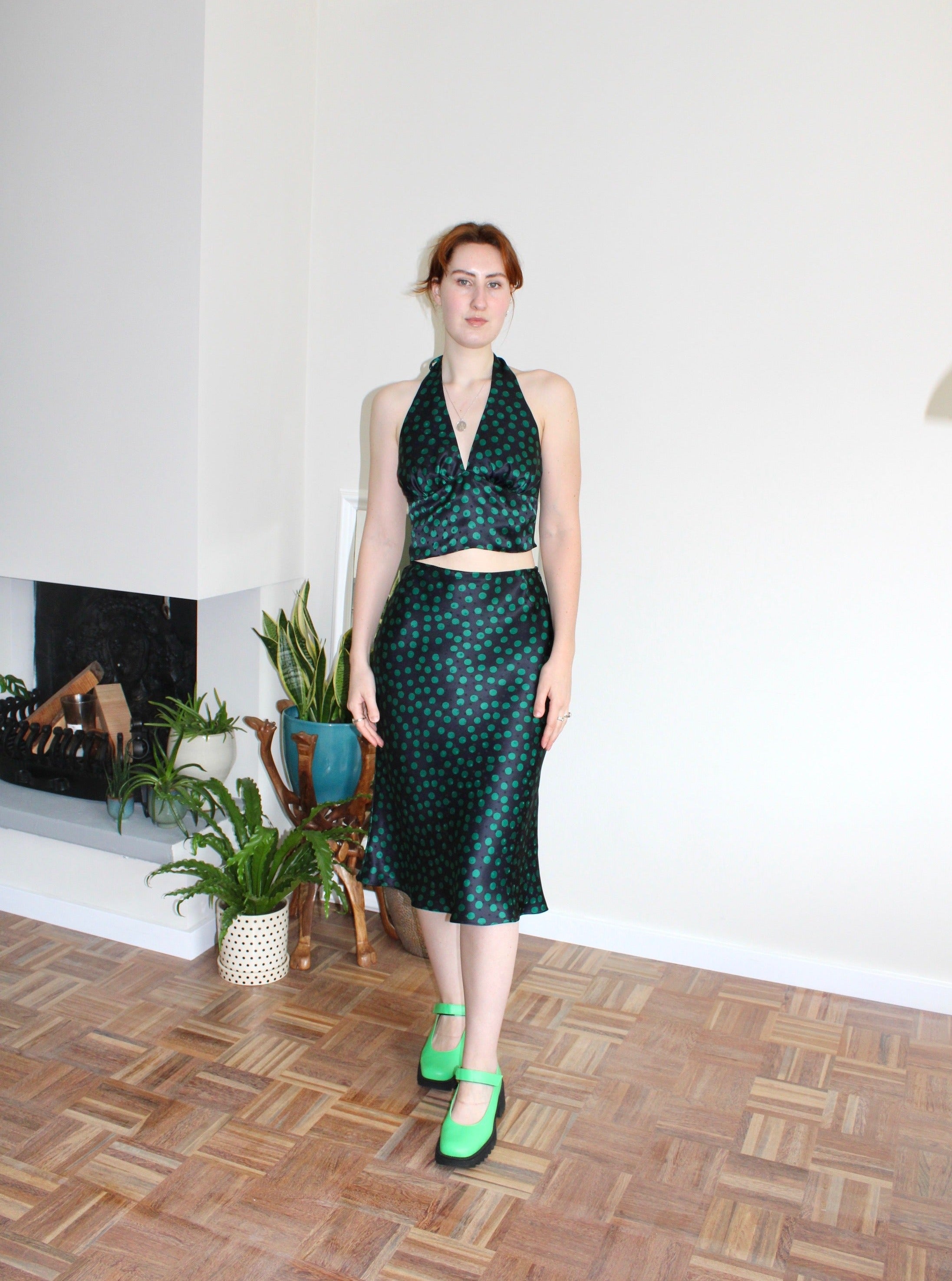 Sample - Dana top black and green polka dot