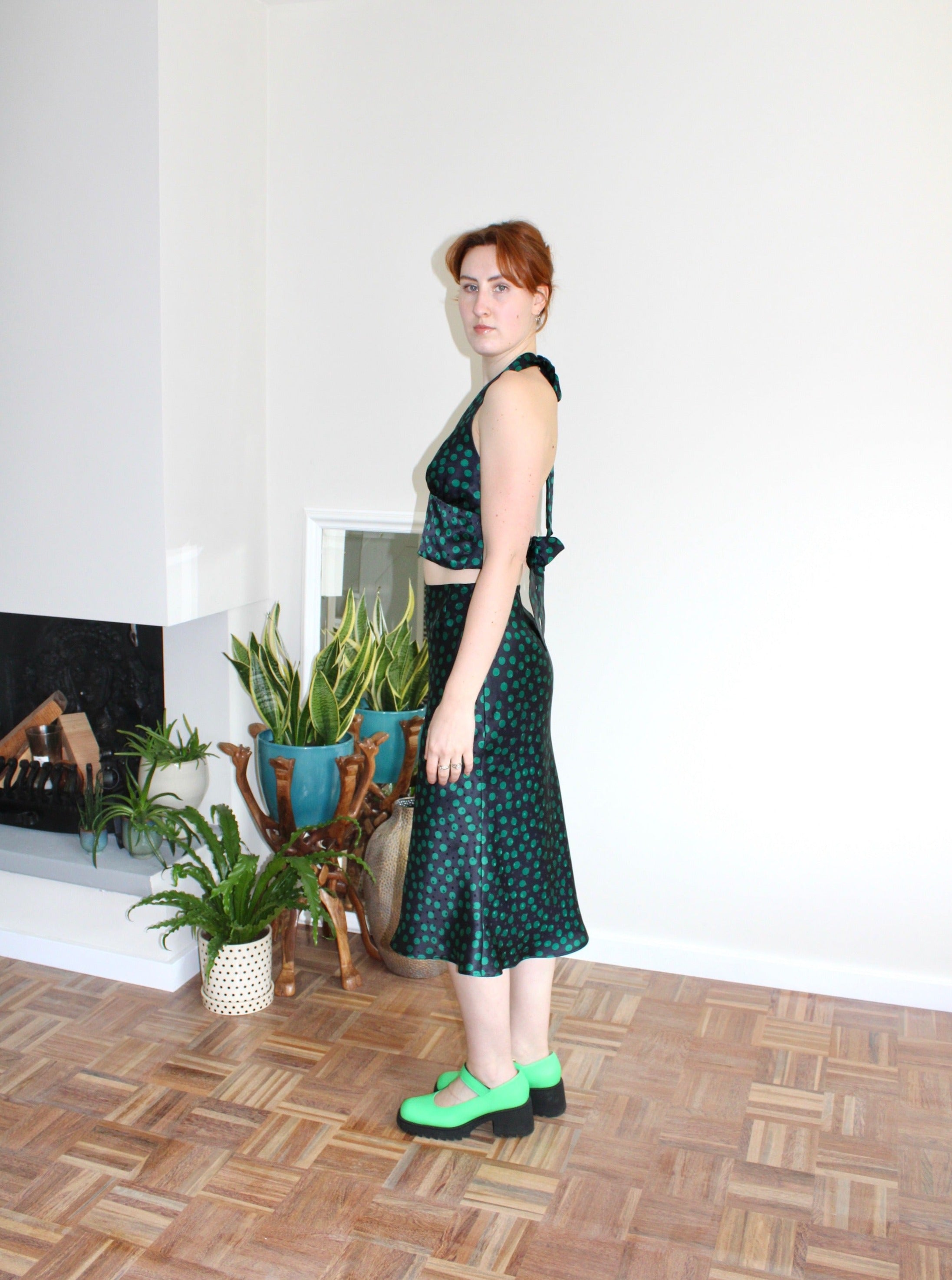 Sample - Dana top black and green polka dot