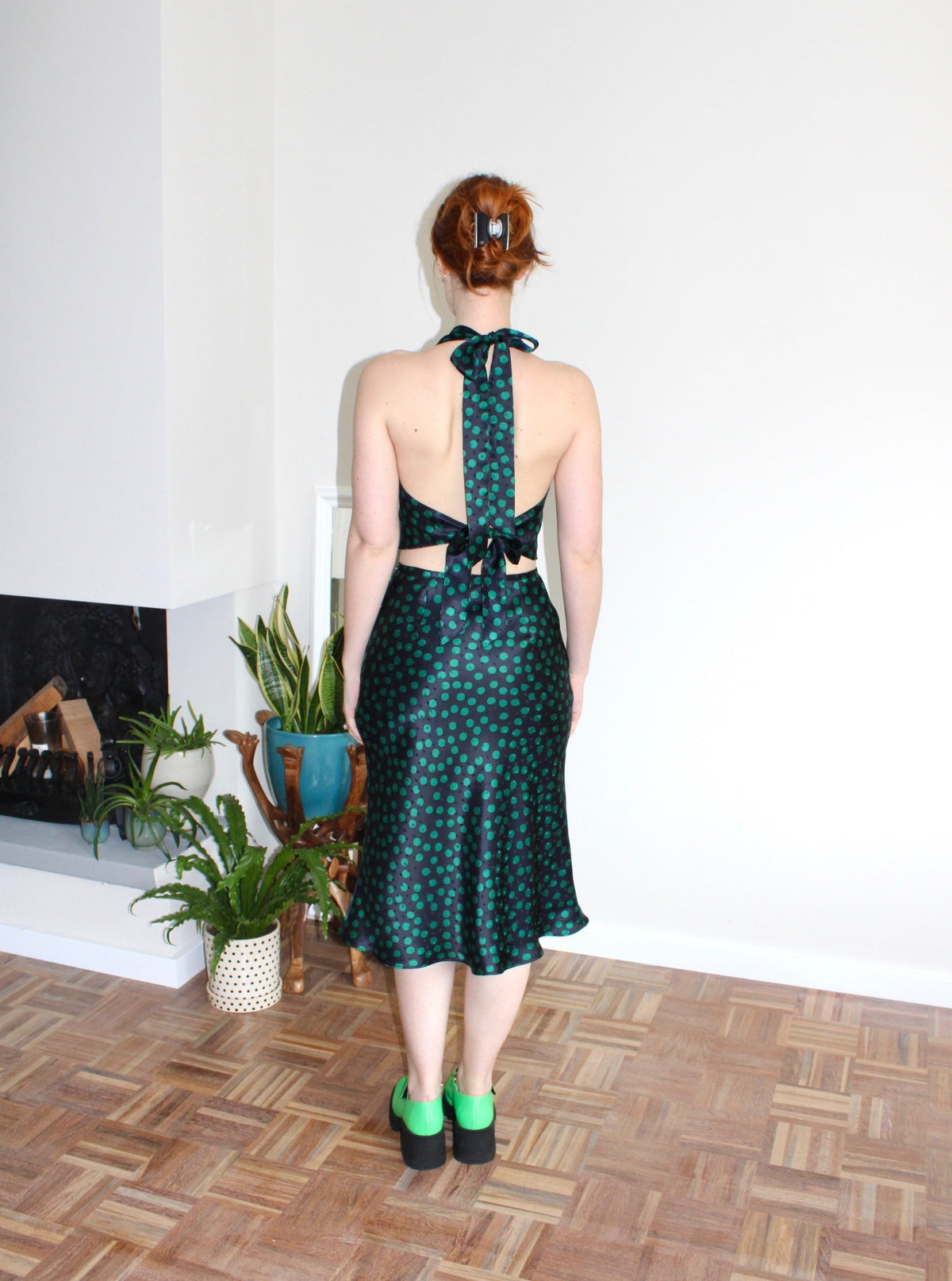 Sample - Dana top black and green polka dot