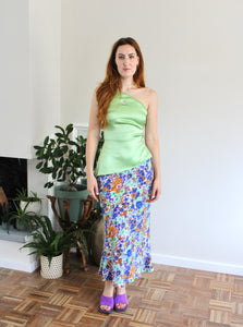 Portia top green silk