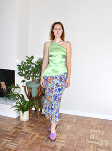 Portia top green silk