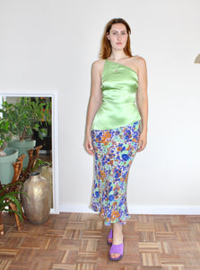 Portia top green silk