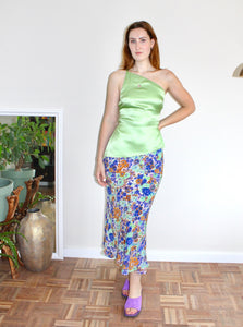 Portia top green silk